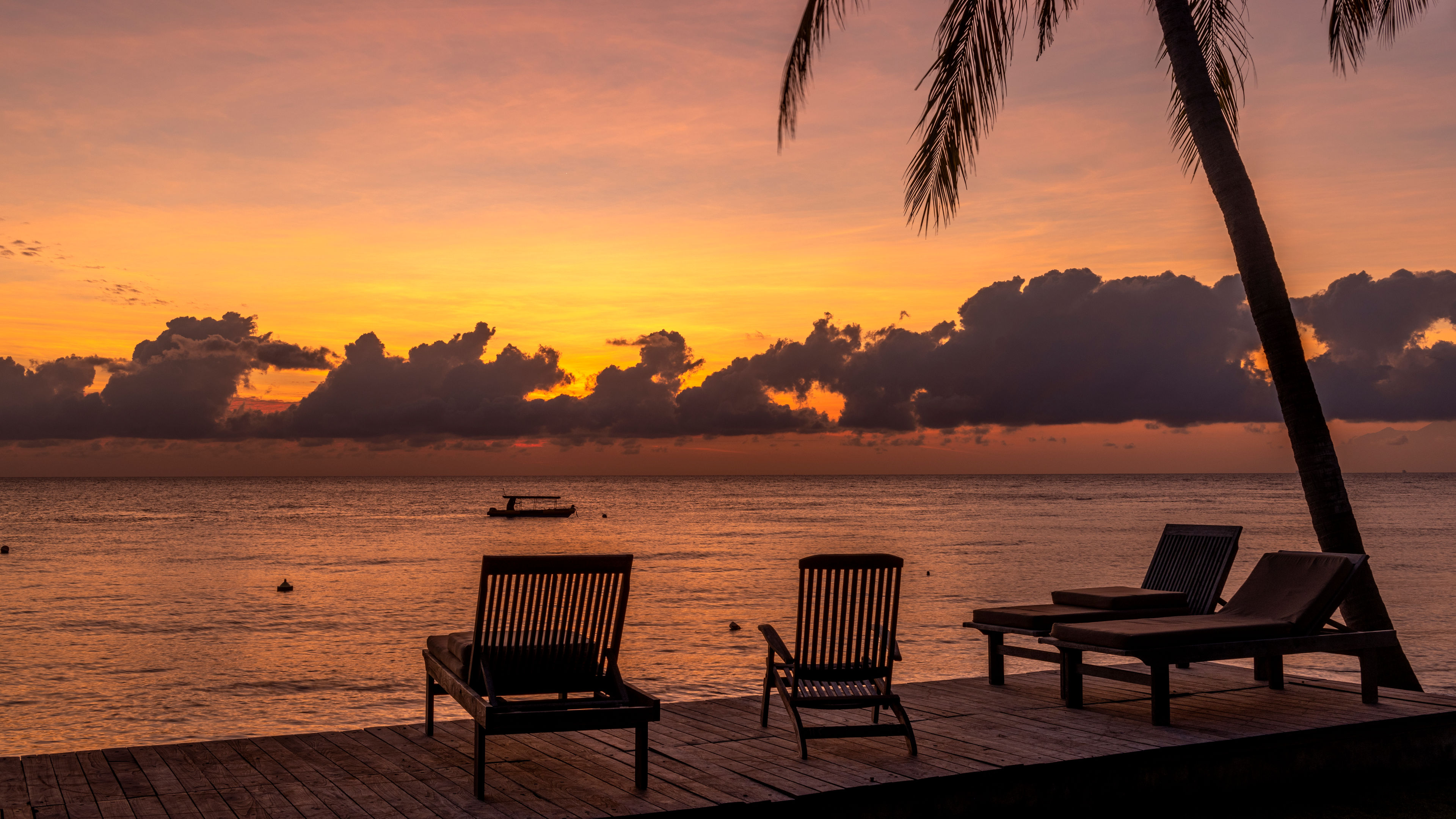 Beach resort with sunset view