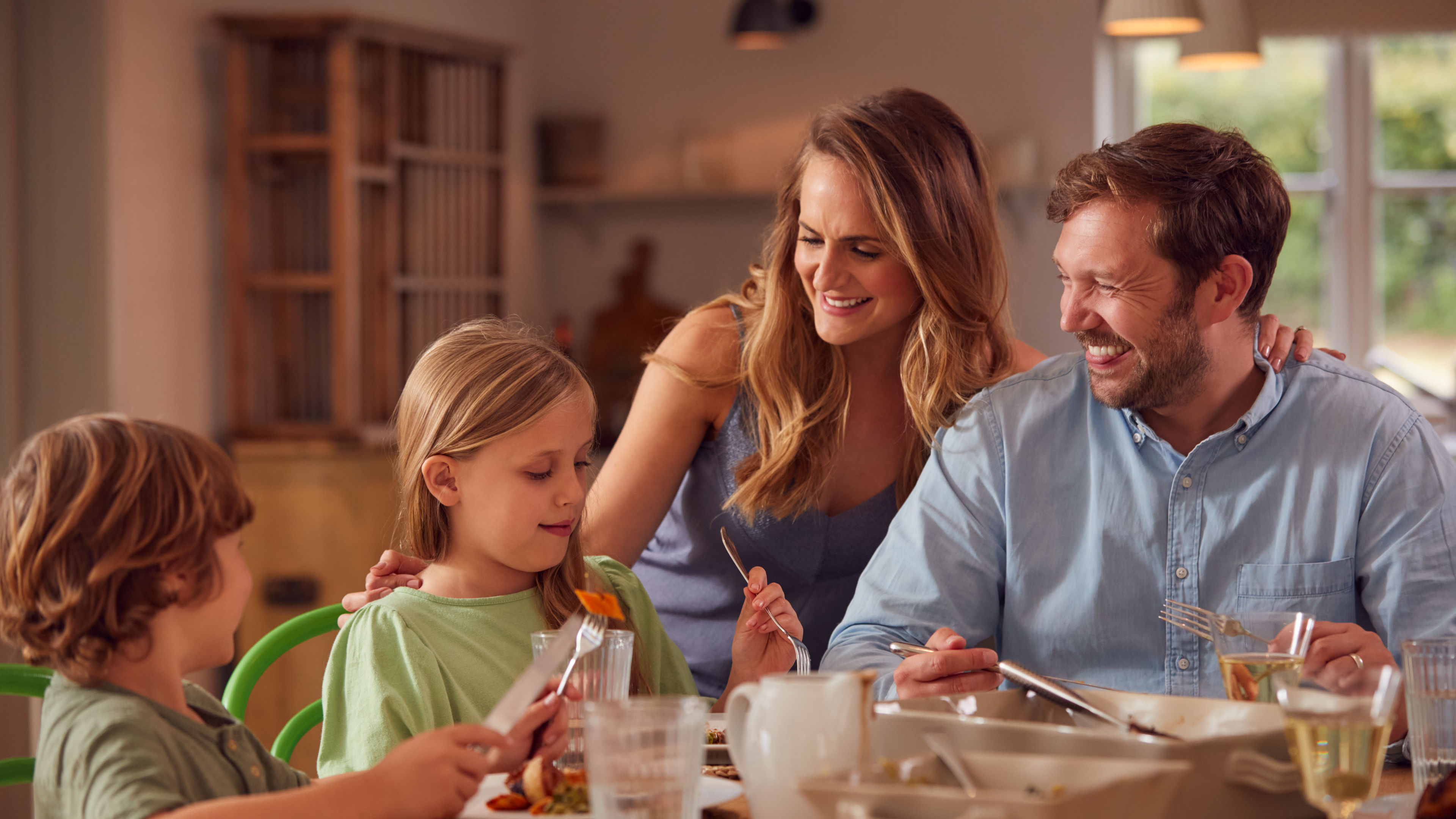 A family having food