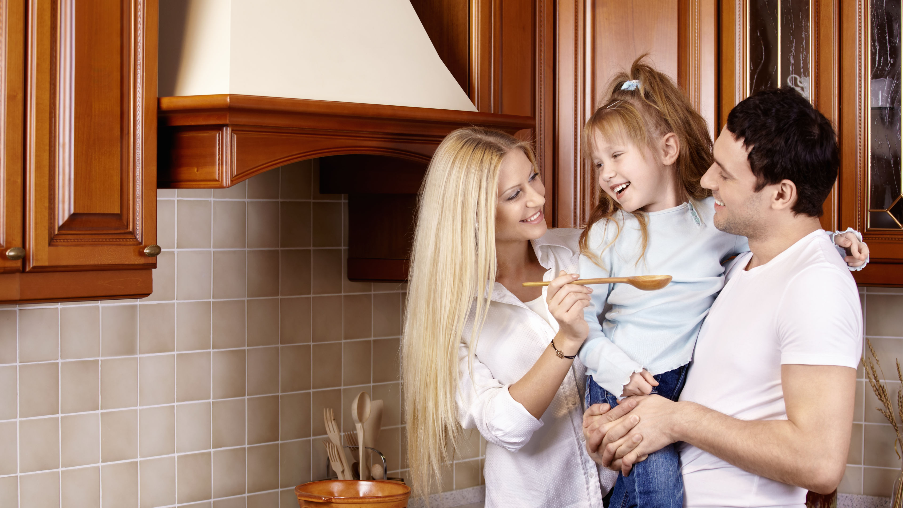 A family in the kitchen