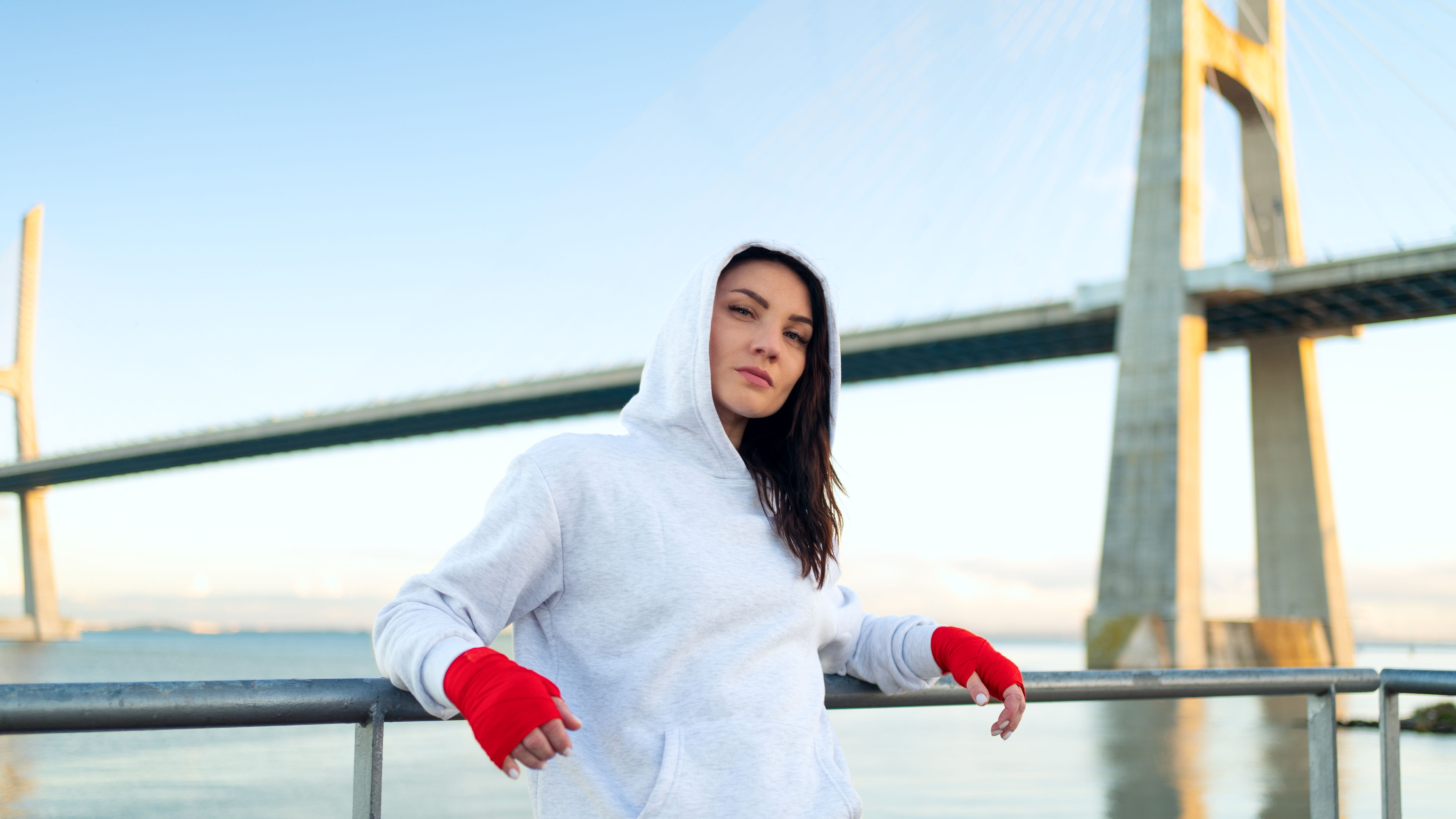 A woman in hoodie