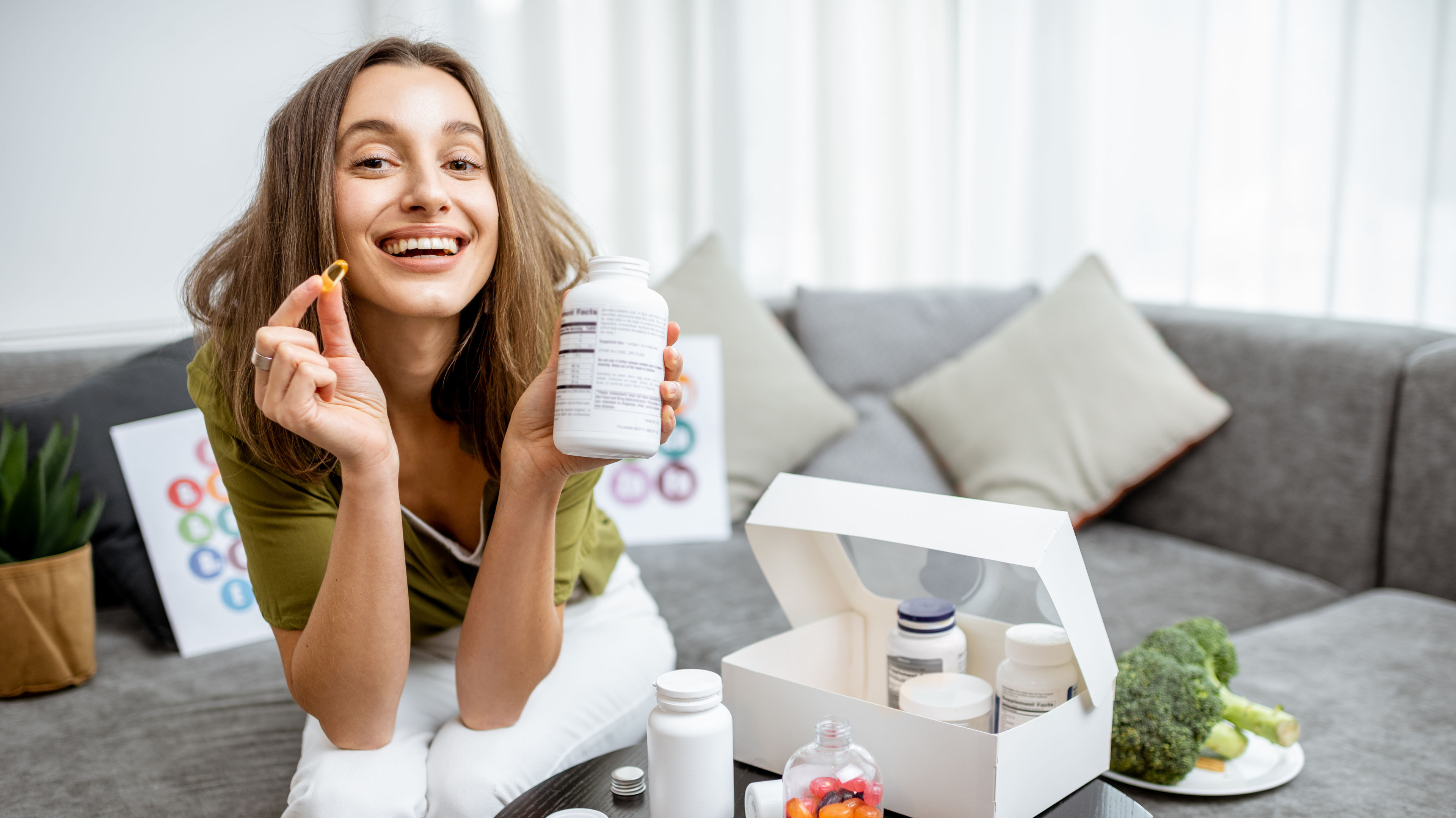 A woman with pills