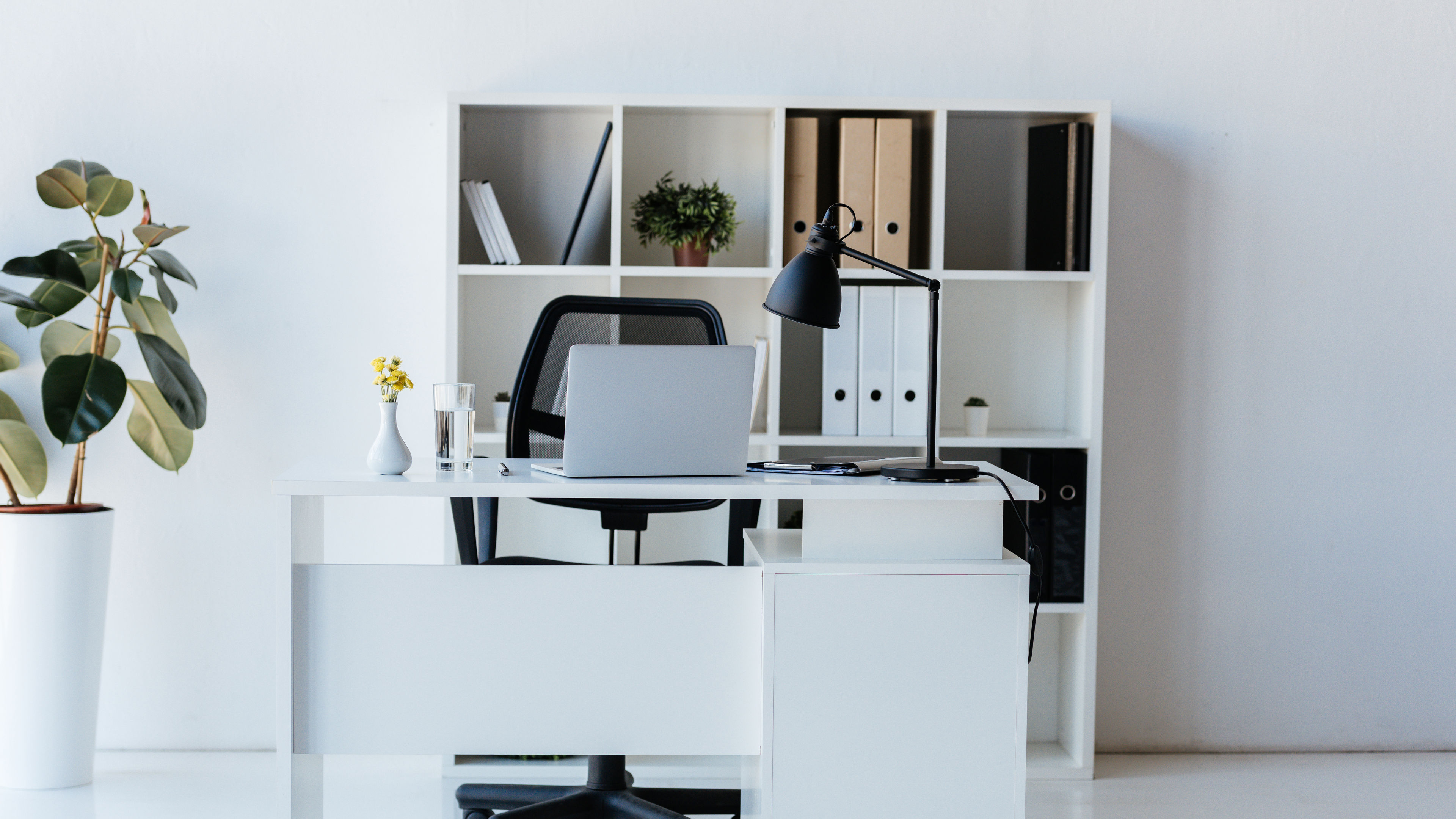 Image of office room with desk and storage