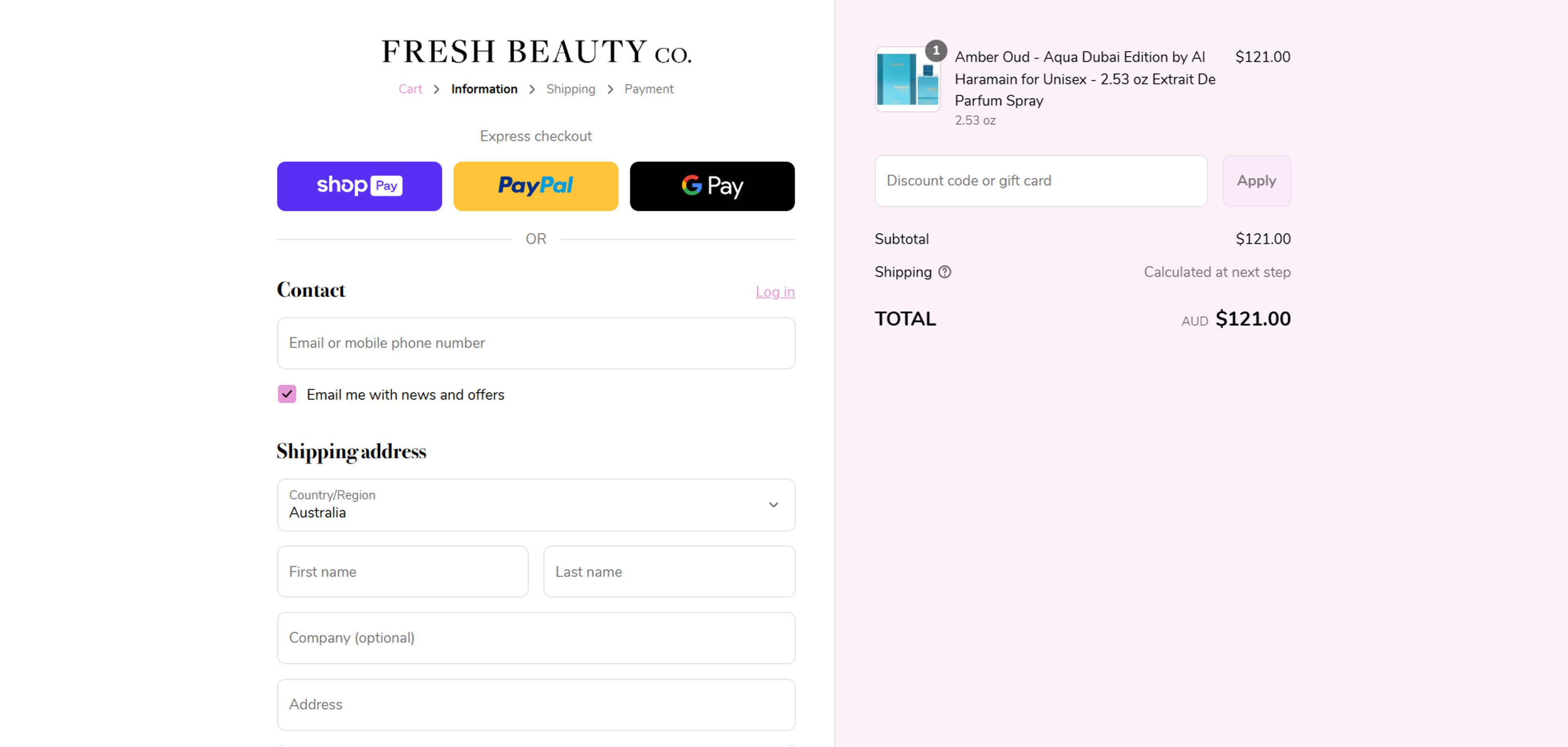 How to use coupon for Fresh Beauty Co