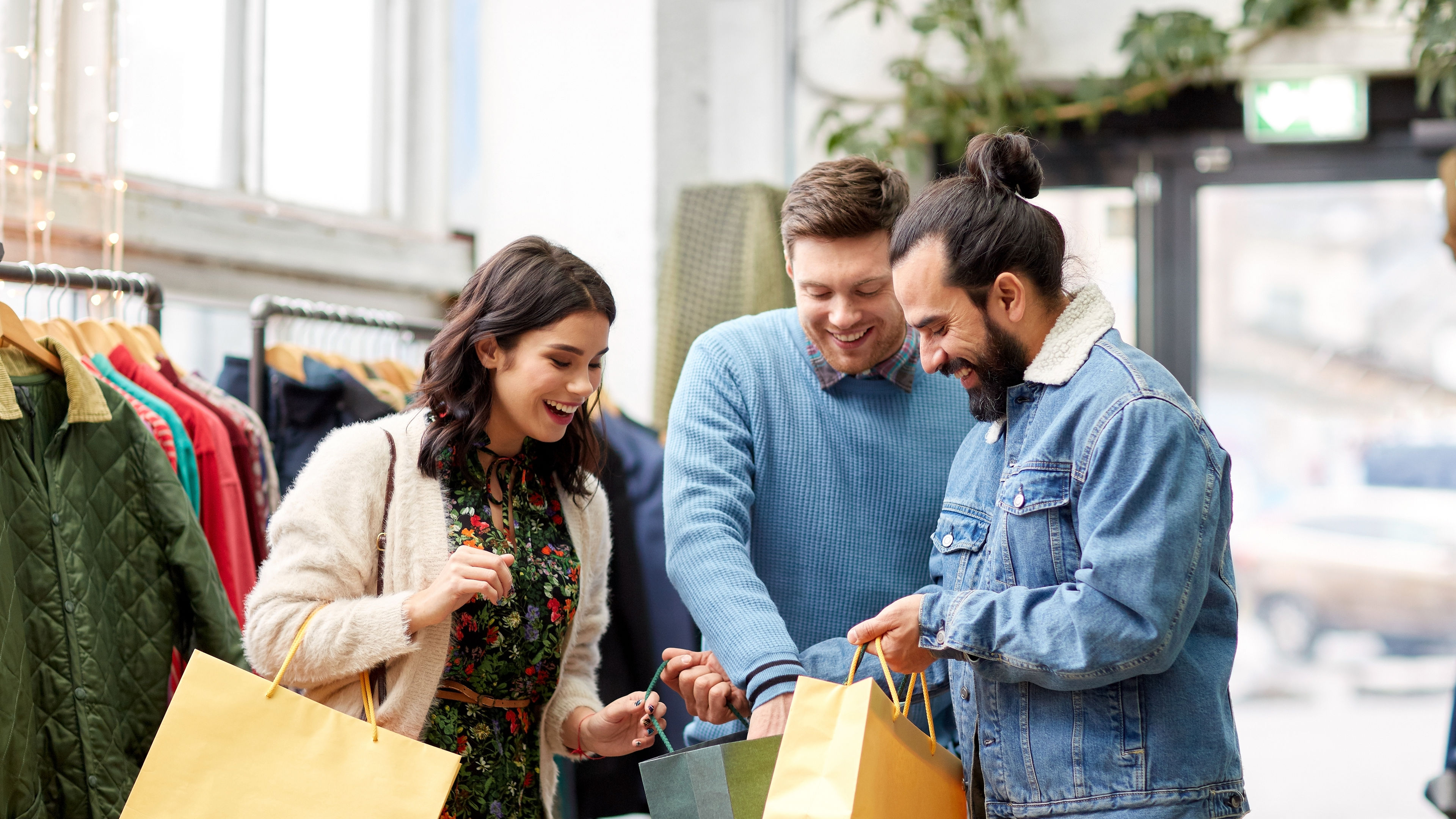 People with shopping bags
