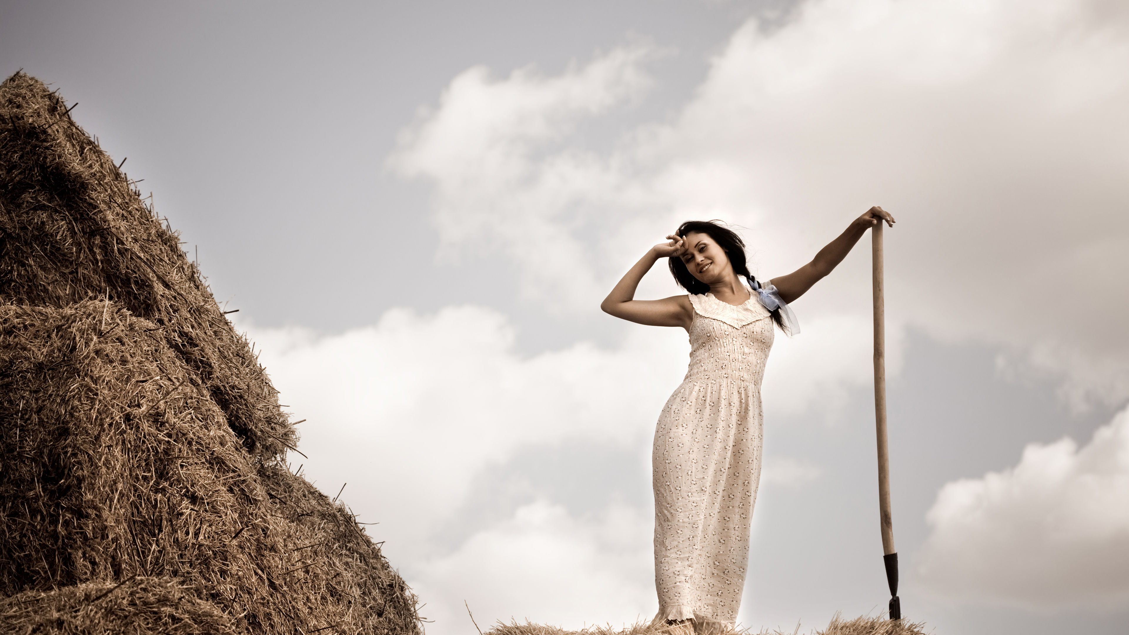 Young woman in white dress