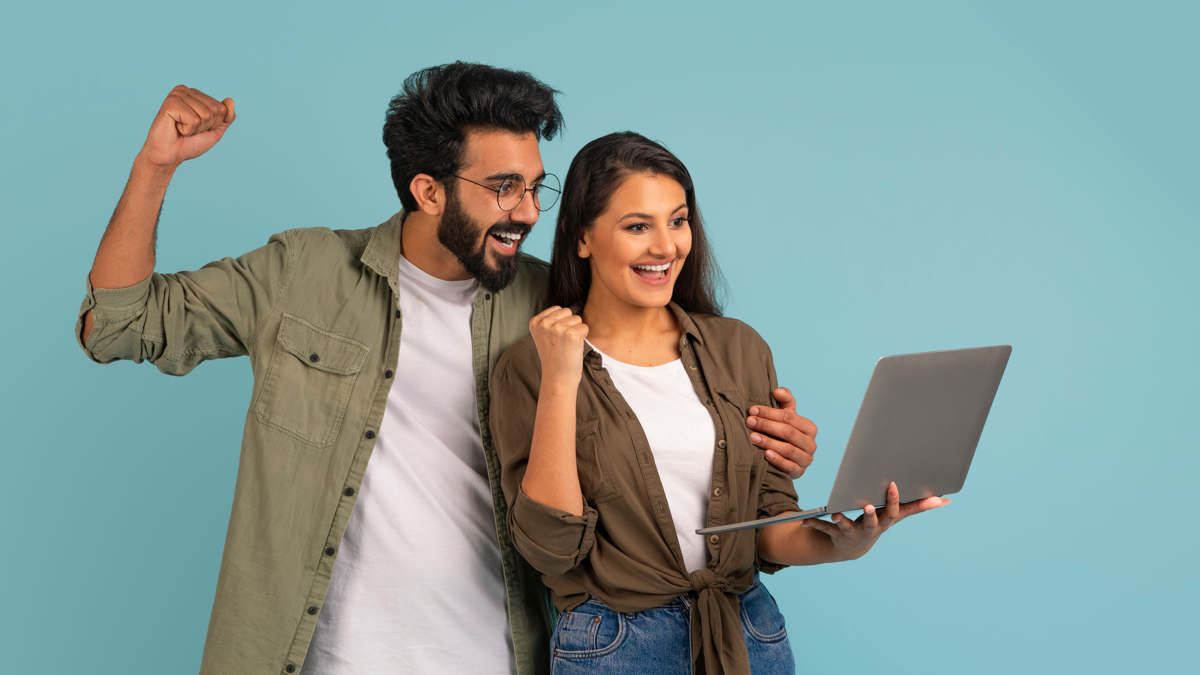 Couple with Laptops 