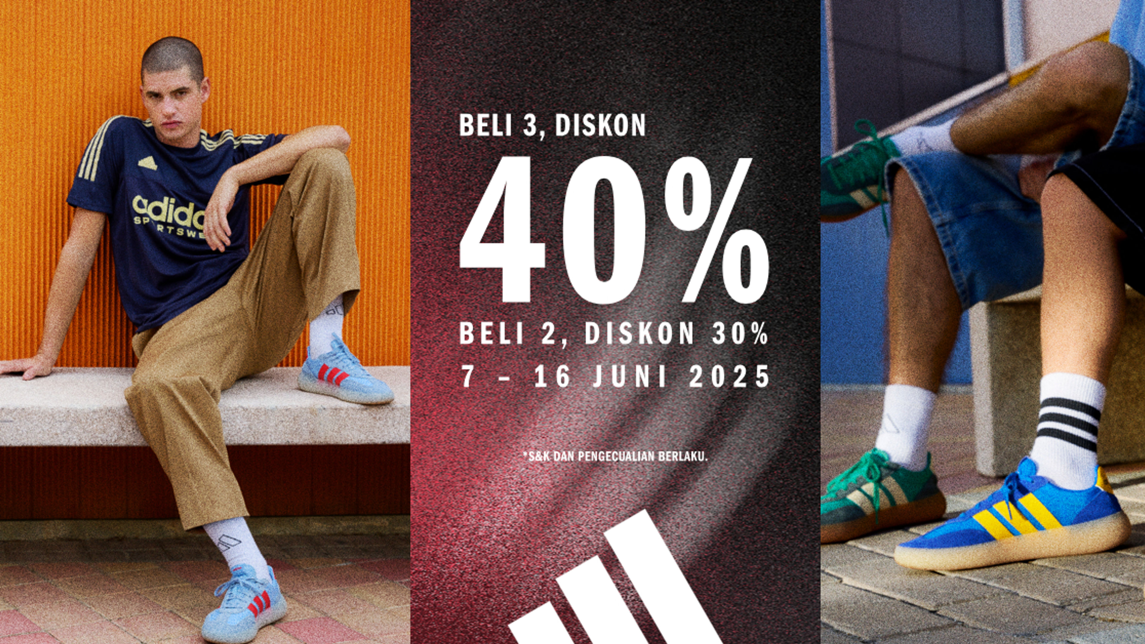Adidas discount banner with 3 peoples