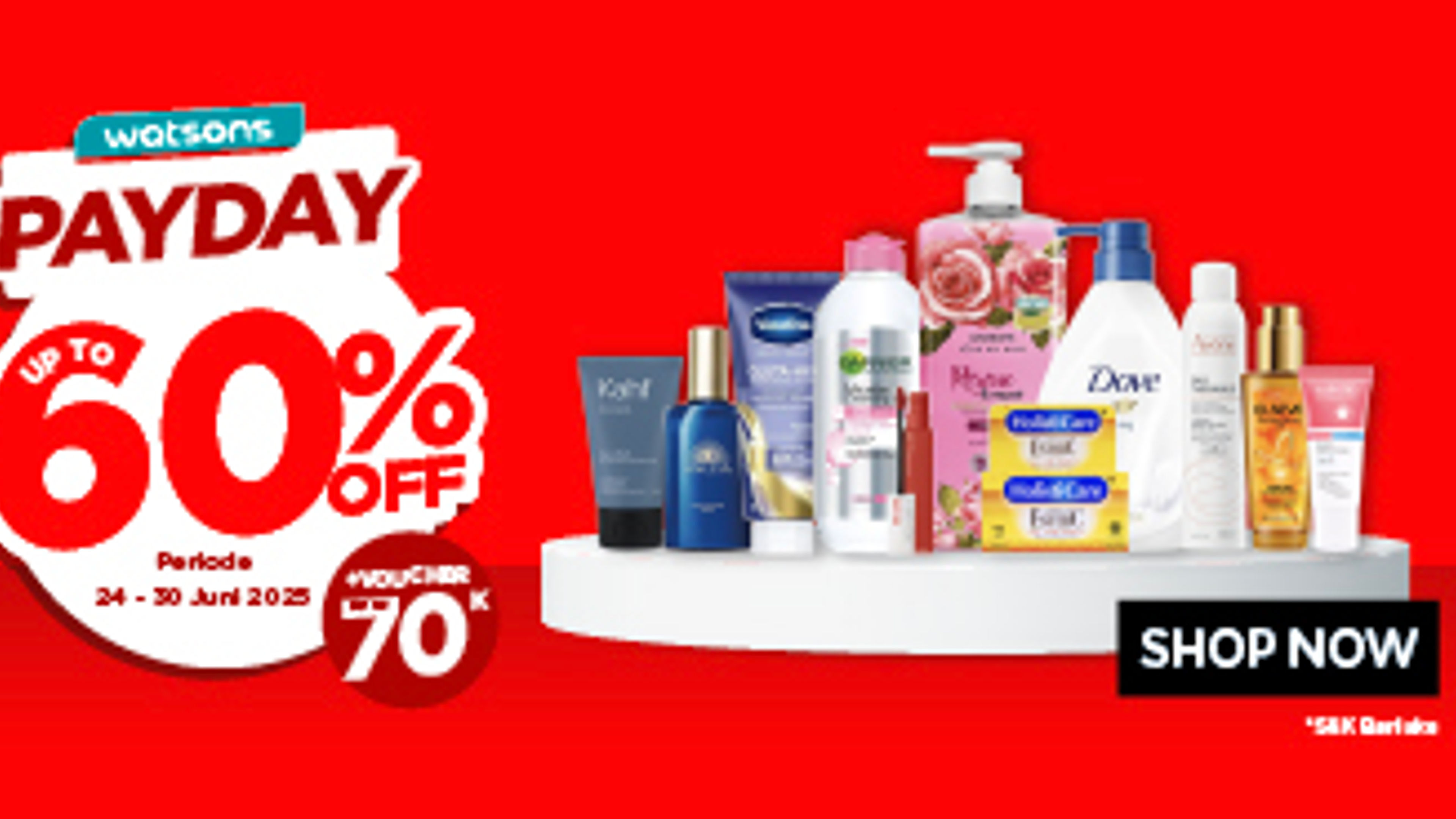 Gambar spanduk dari penawaran Watsons Payday Sale.