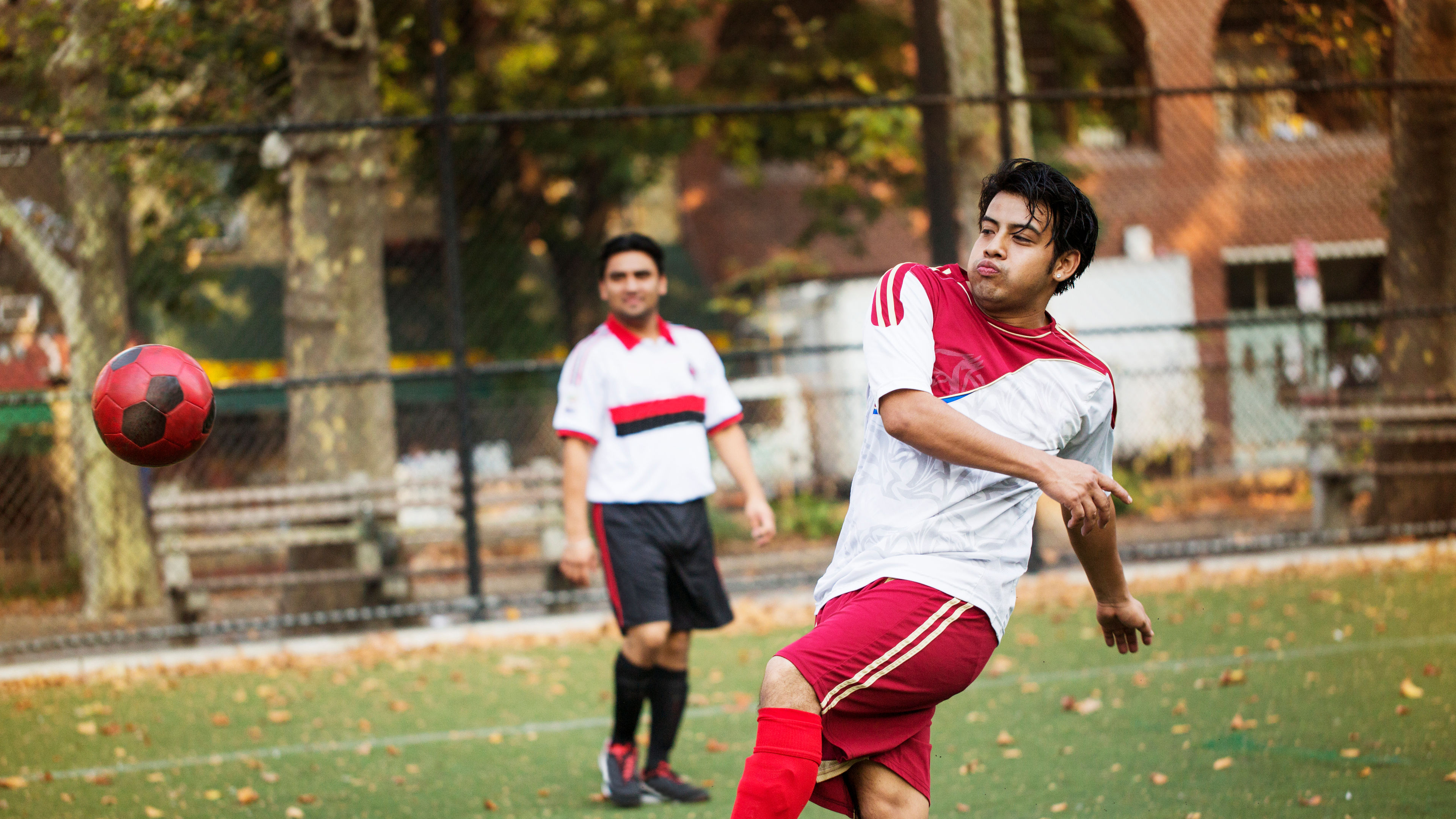 A man playing football 