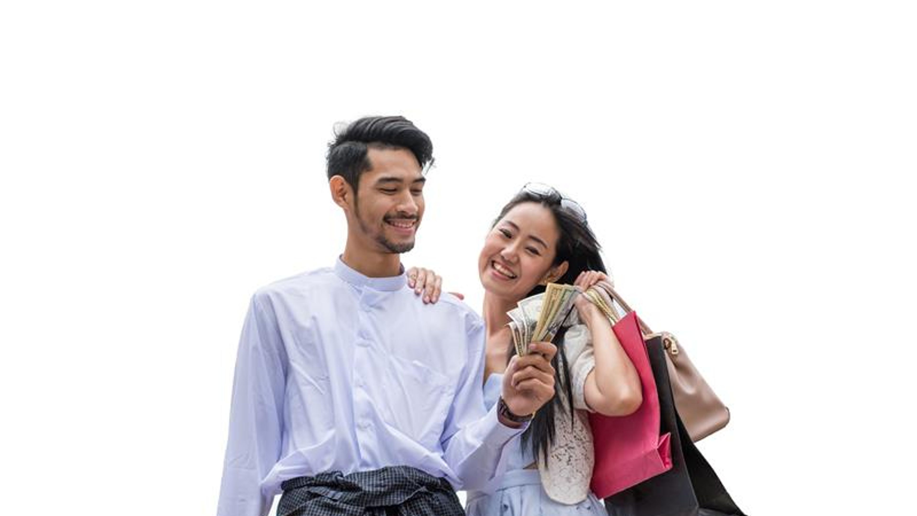 A couple with shopping bags