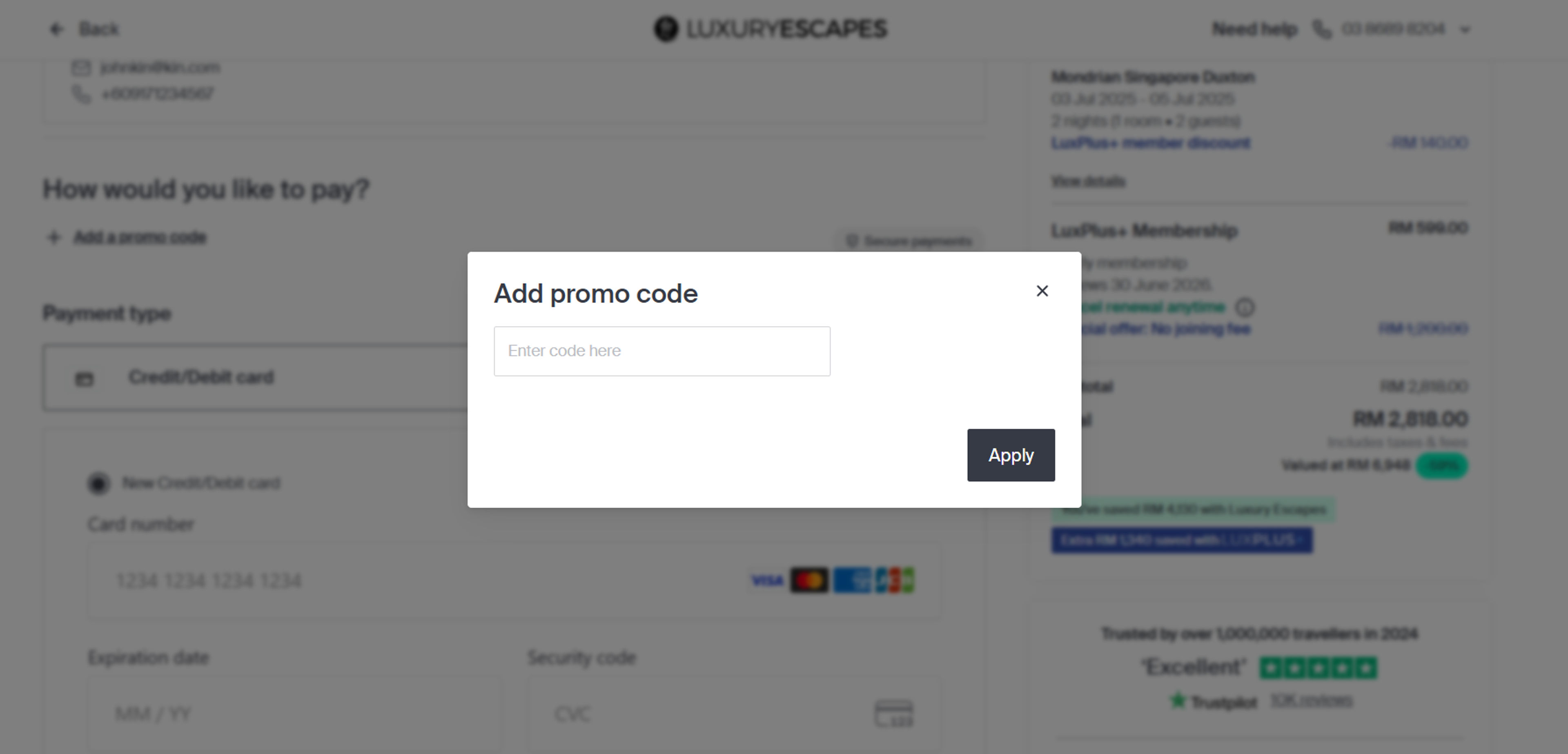 How to use Coupon for Luxury Escapes