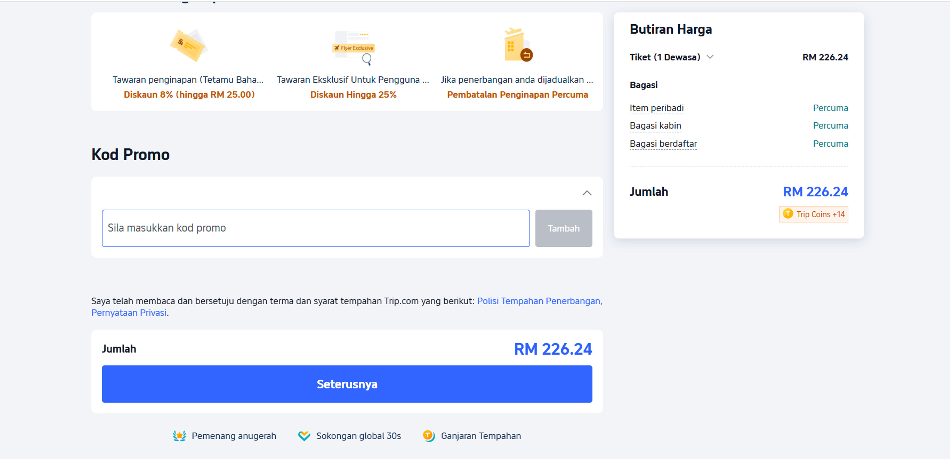 Cara menggunakan Kupon untuk Trip.com