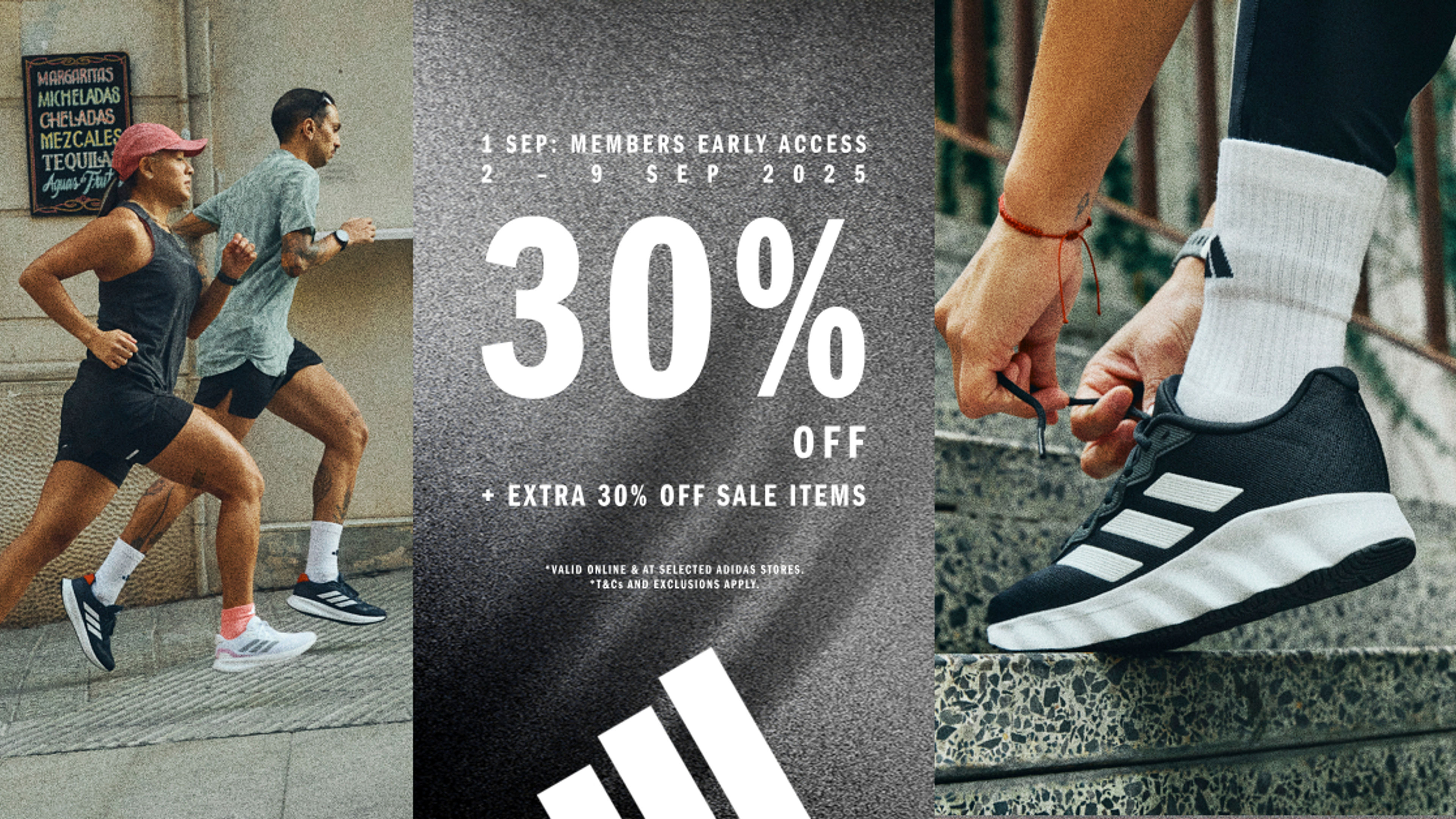 A banner image of Adidas 30% OFF sale.