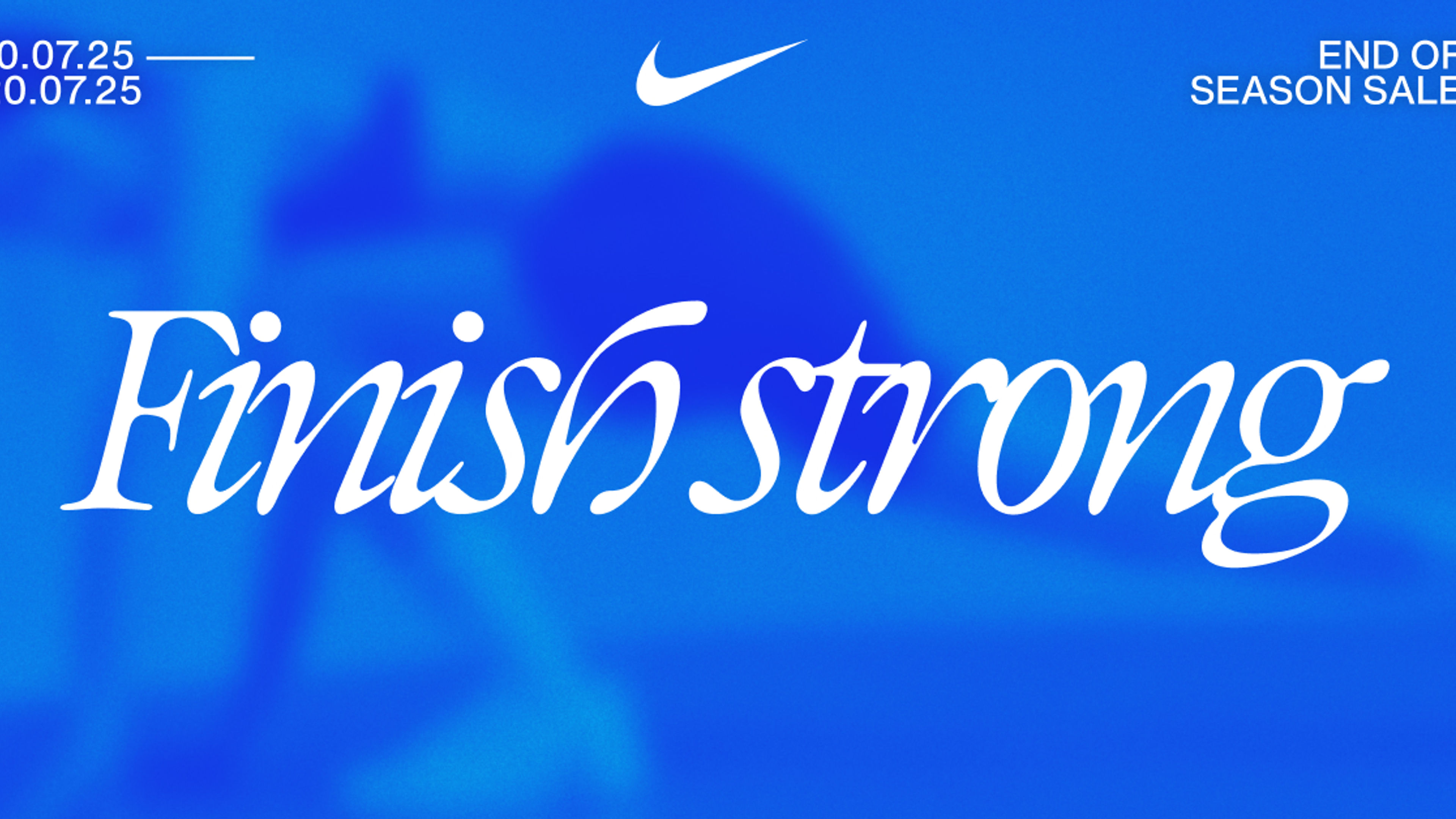 Nike end of season sale banner with blue background