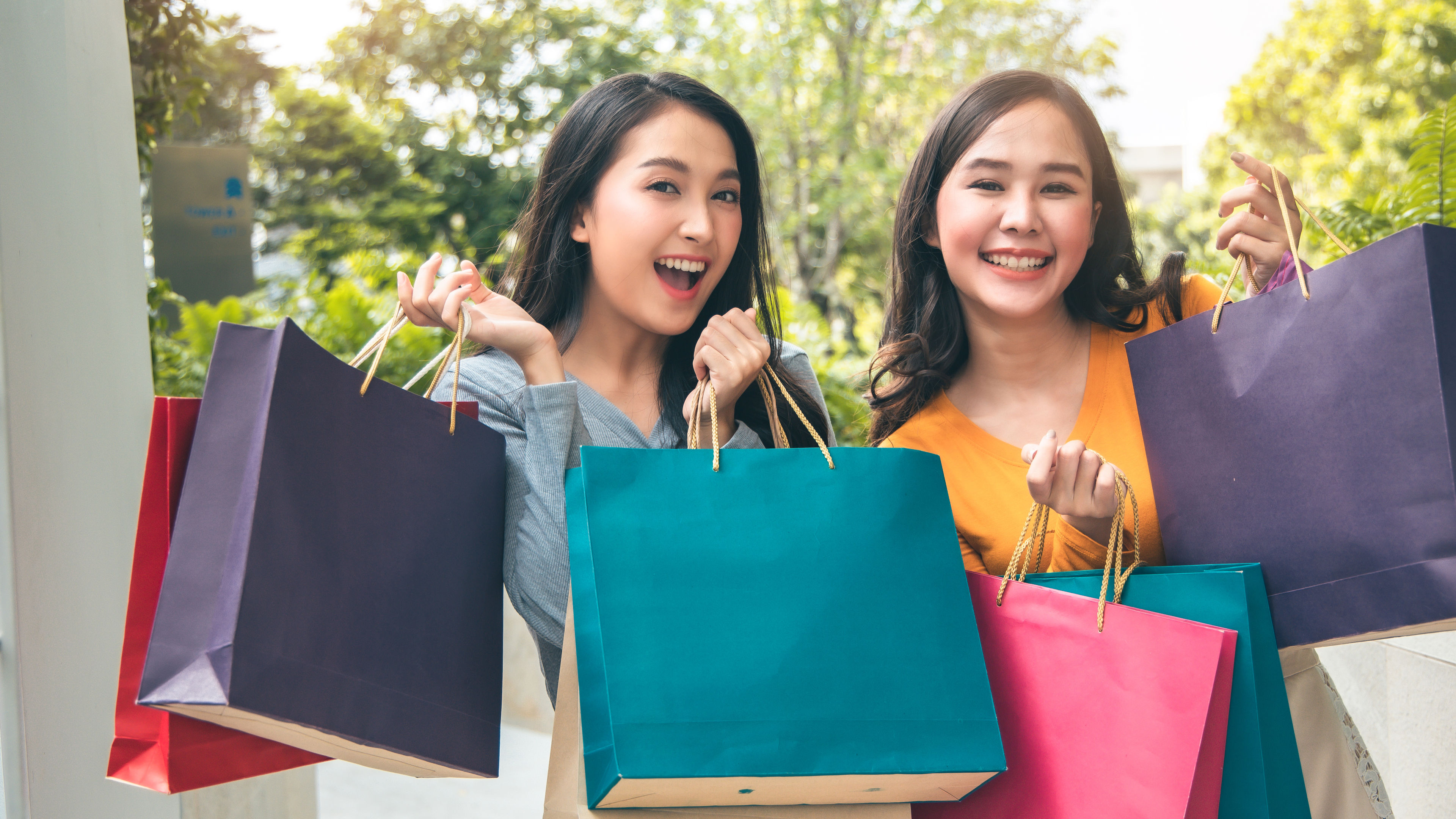 Image of Happy freinds after shopping 