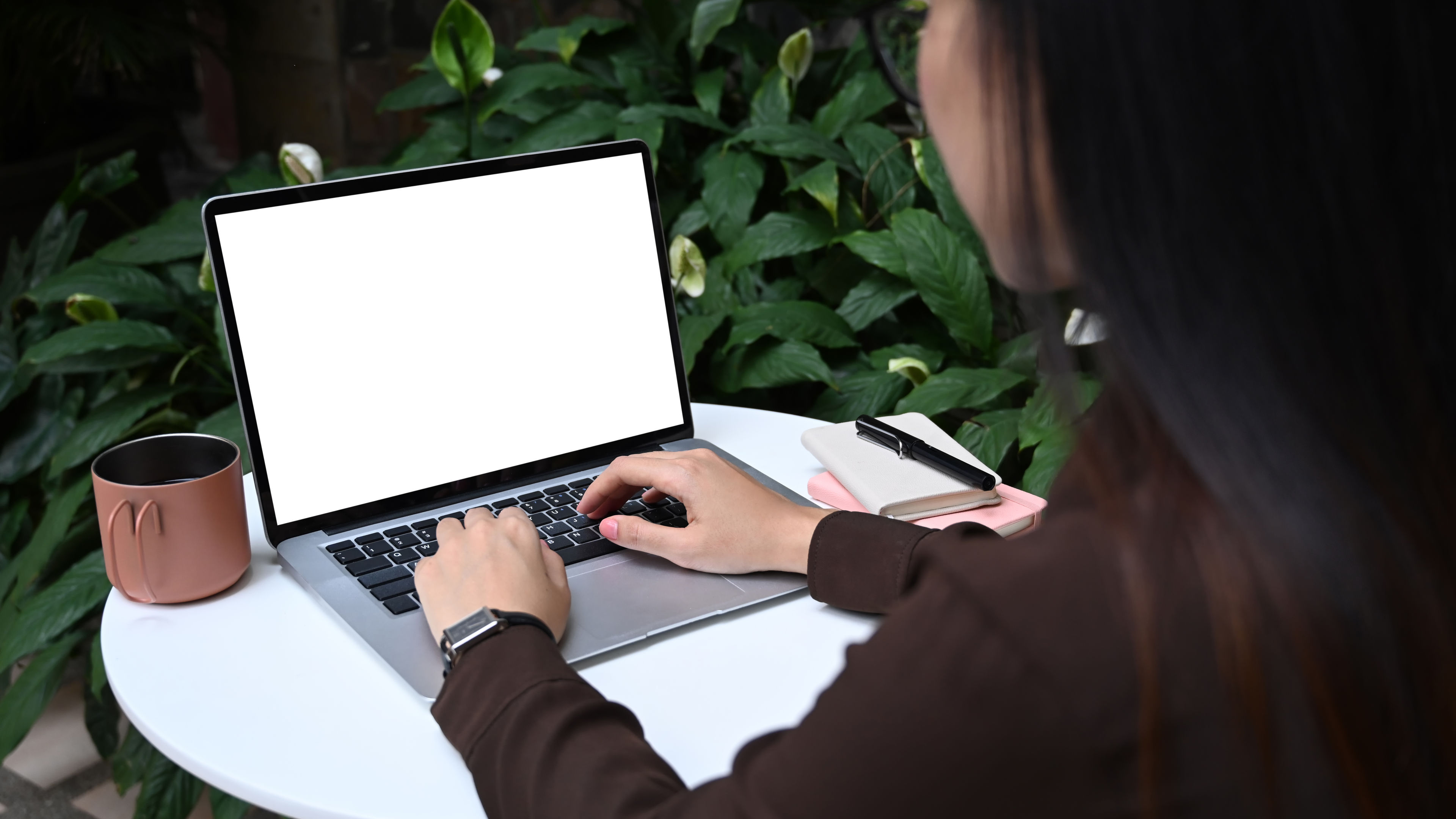 Woman working on laptop 