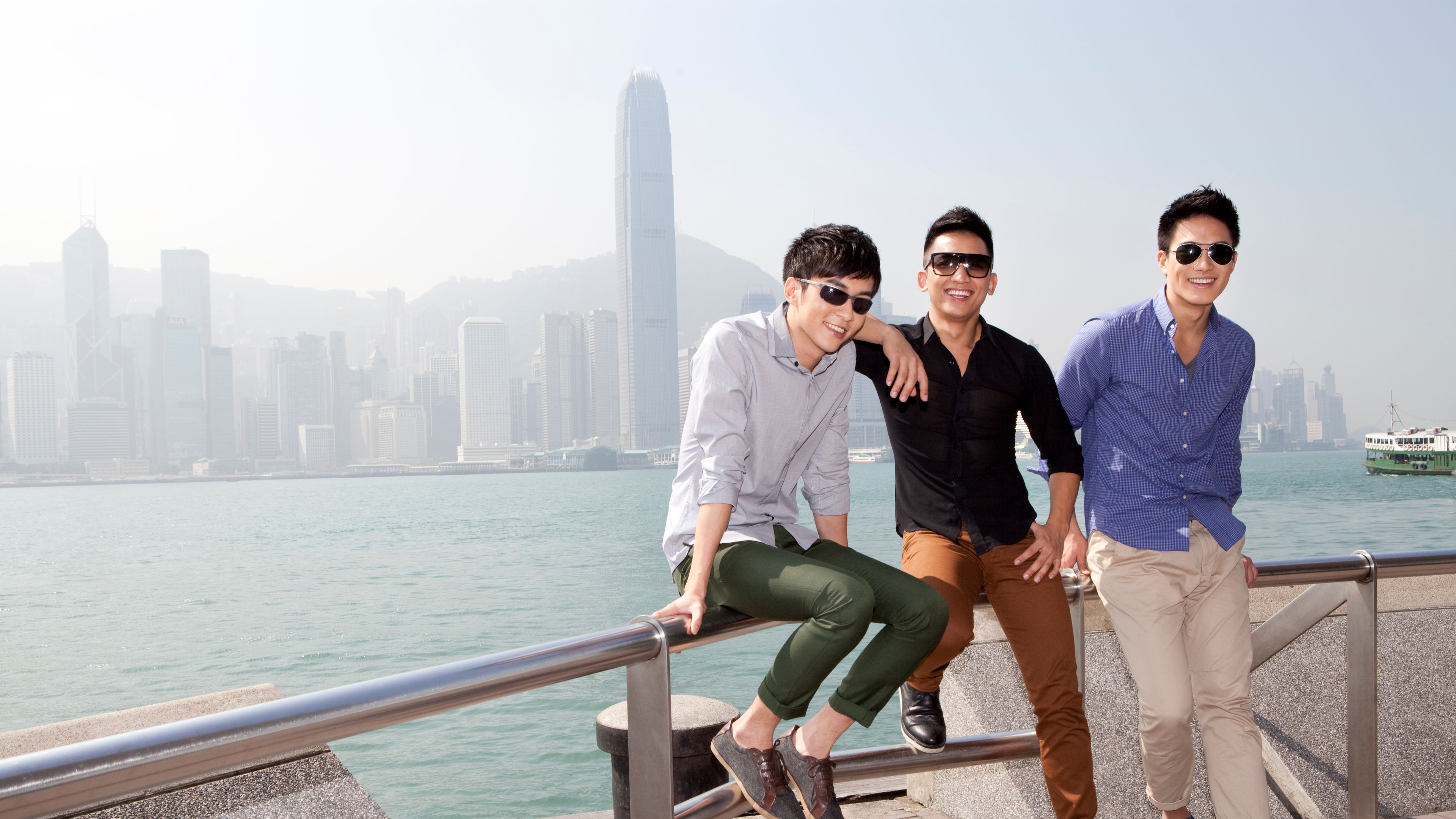 young men enjoying the beautiful moment