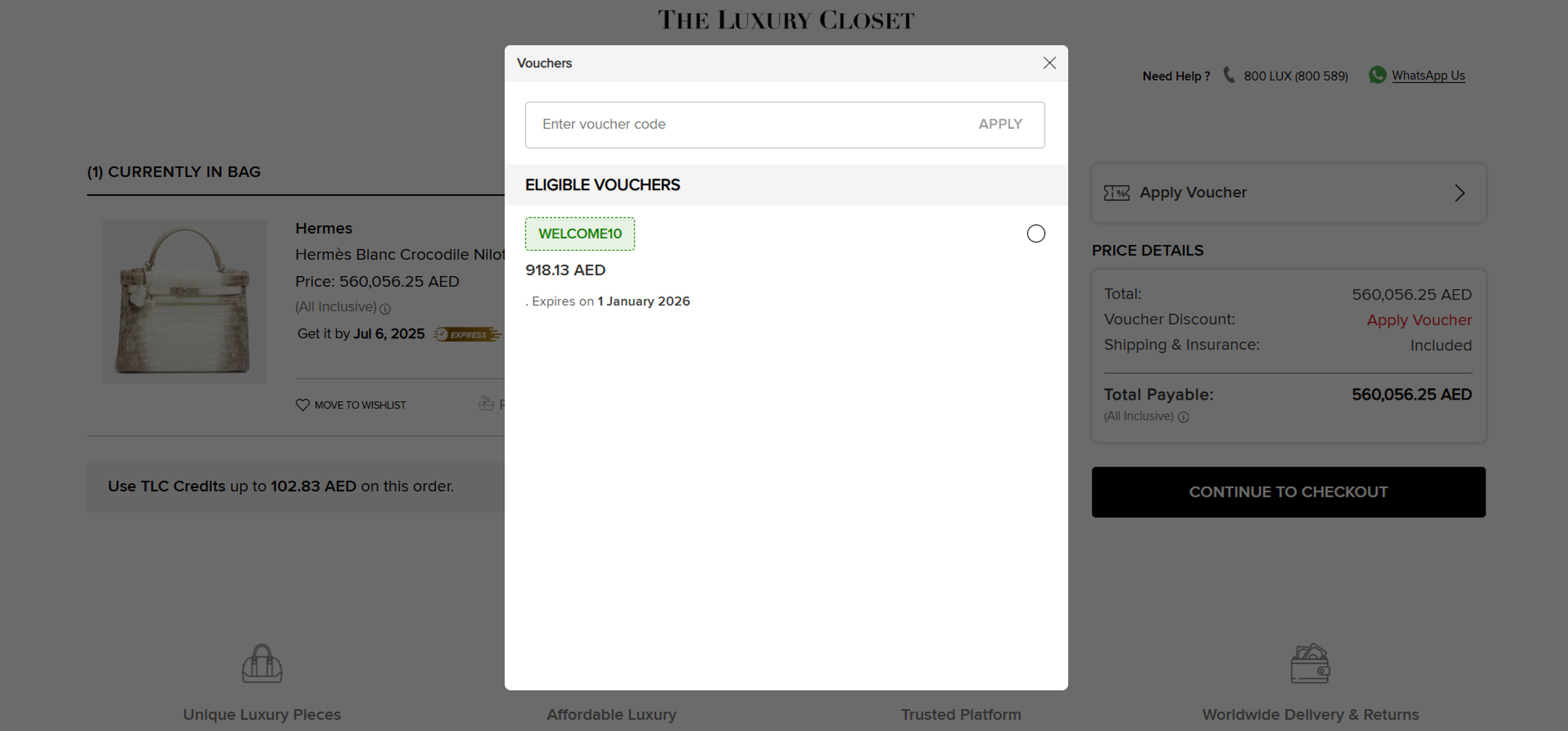 How to use coupon for The Luxury Closet