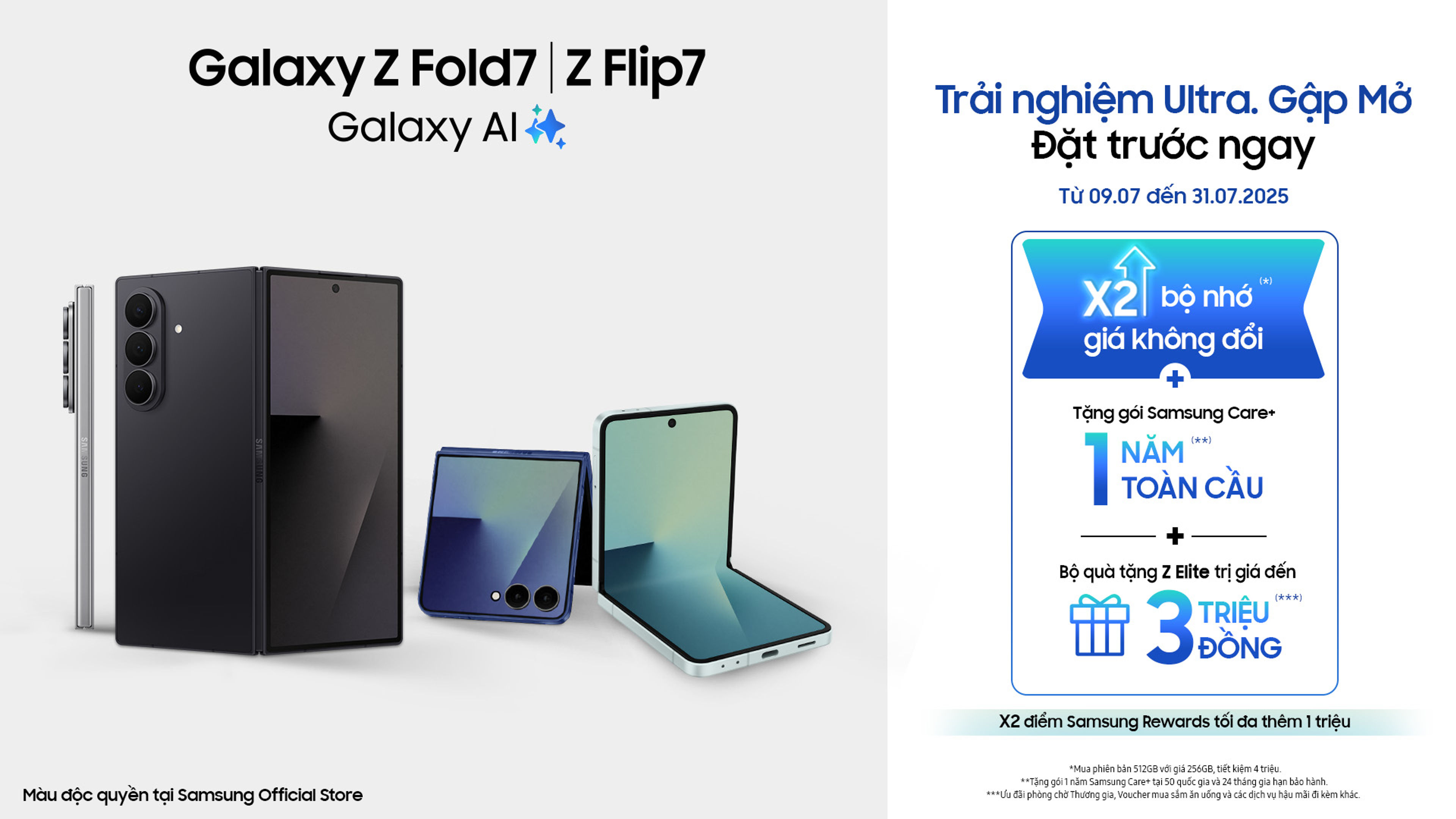 Hình ảnh biểu ngữ của Samsung Z FLip7 hoặc Z Fold 7 đặt hàng trước.