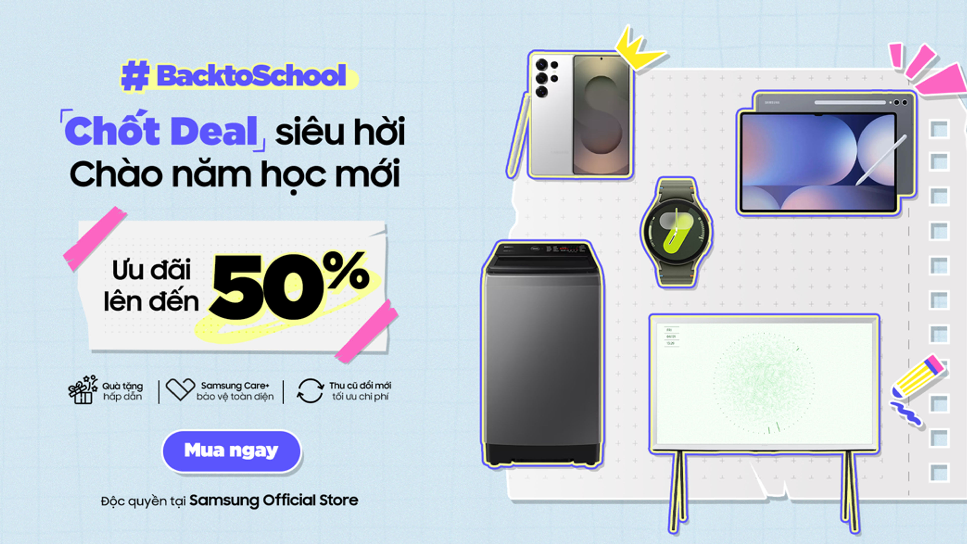 Samsung offer banner with electronics items