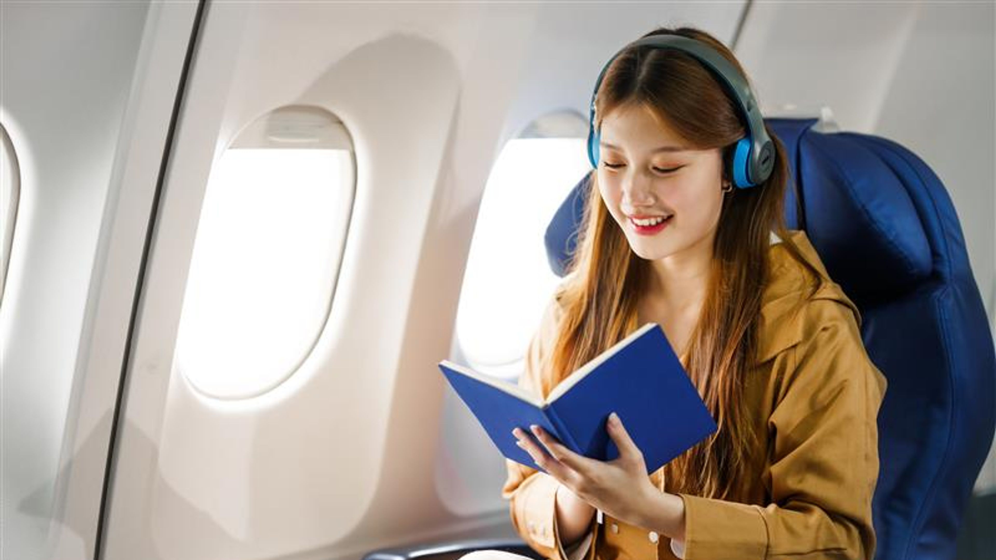 Young Asian girl in flight