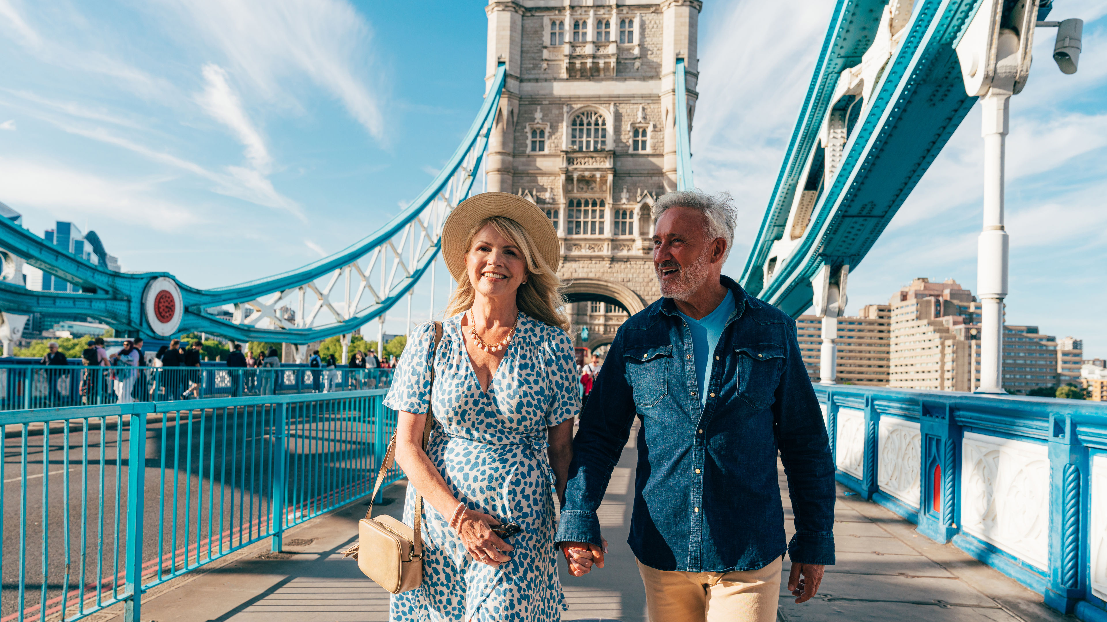 Happy senior couple spending time together in London city 