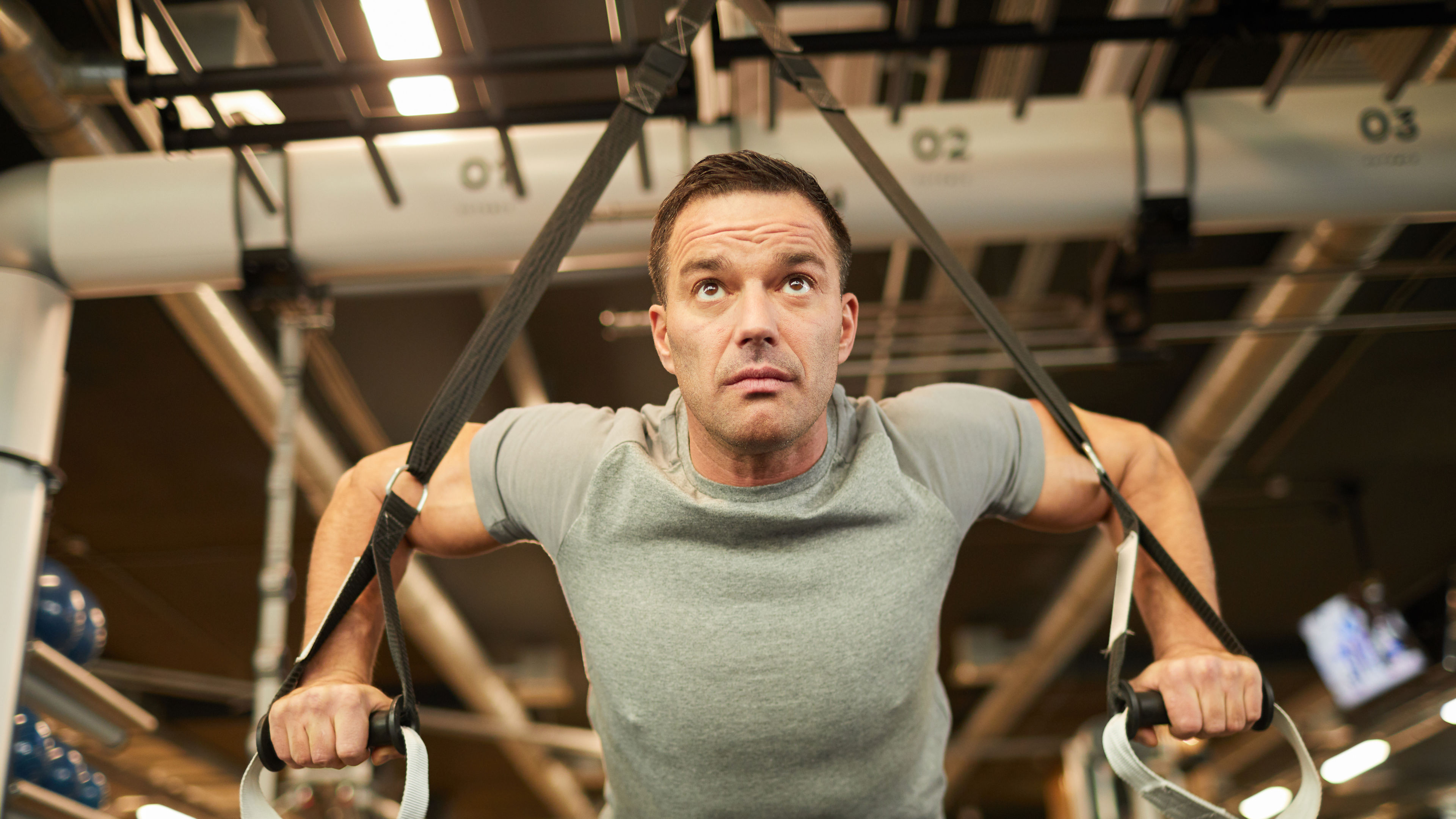 Muscular Adult Man Working Out in Gym, Photos  