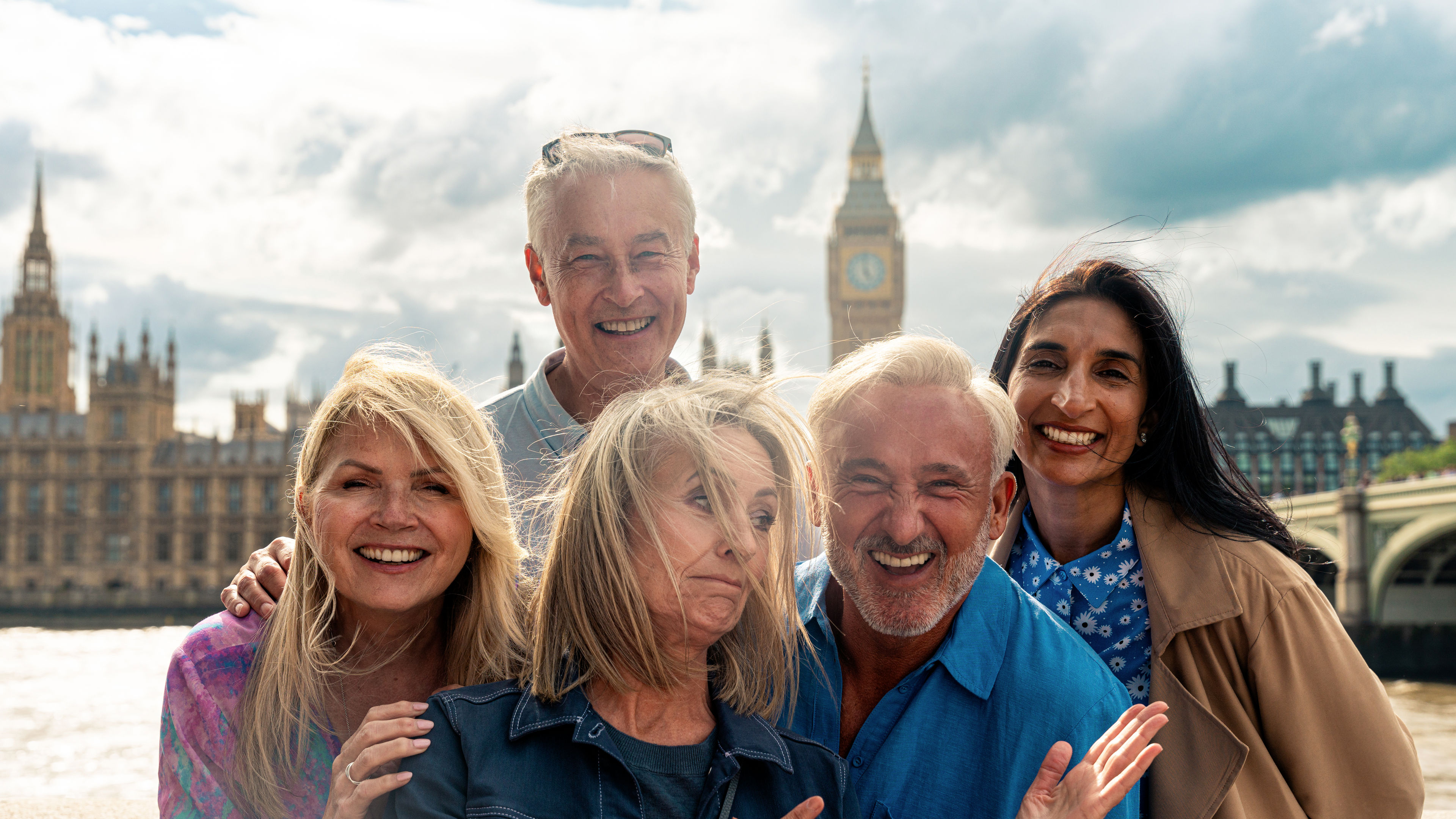 Senior group old buddies reunion in London 