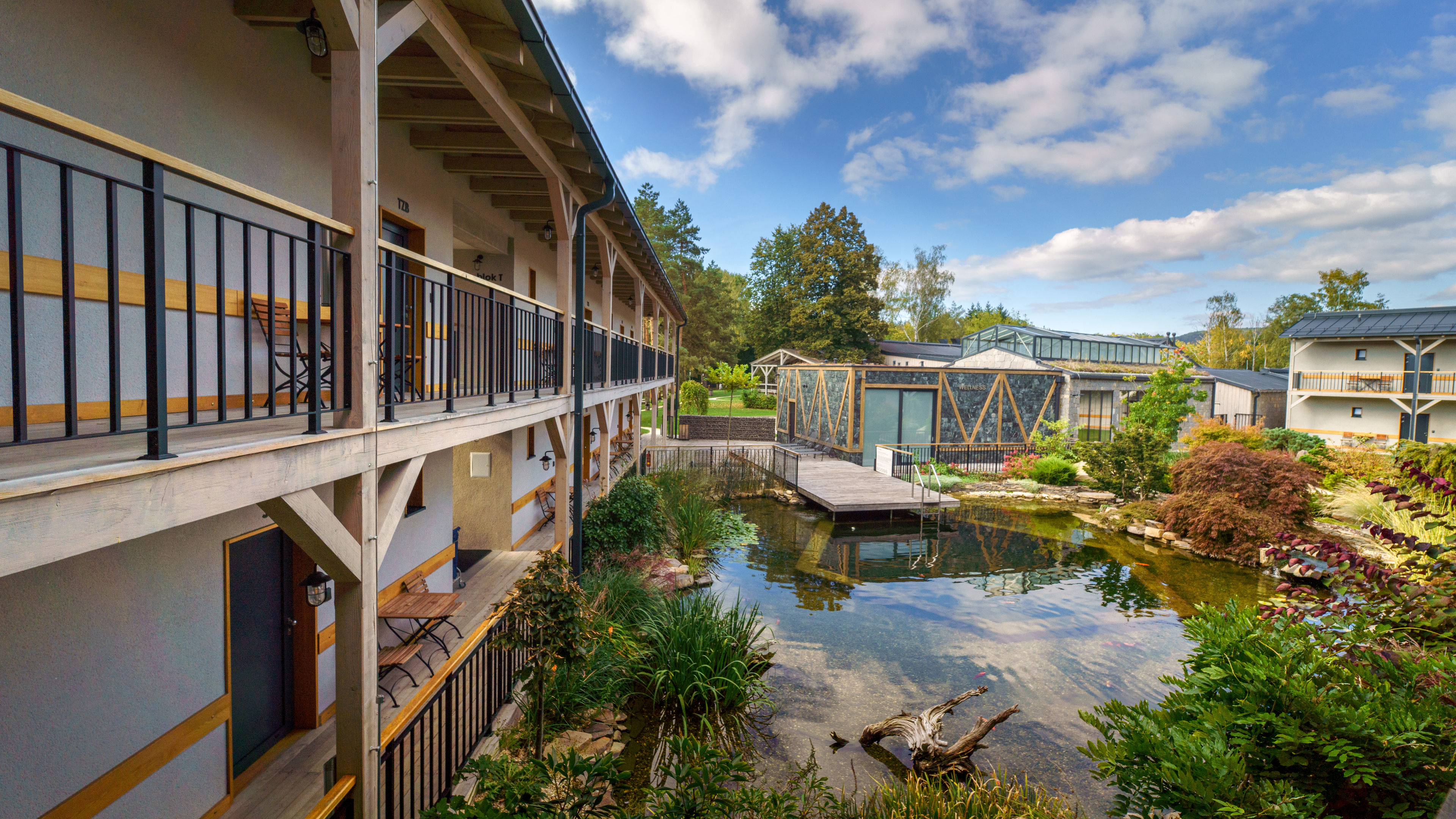 View from terrace of modern hotel