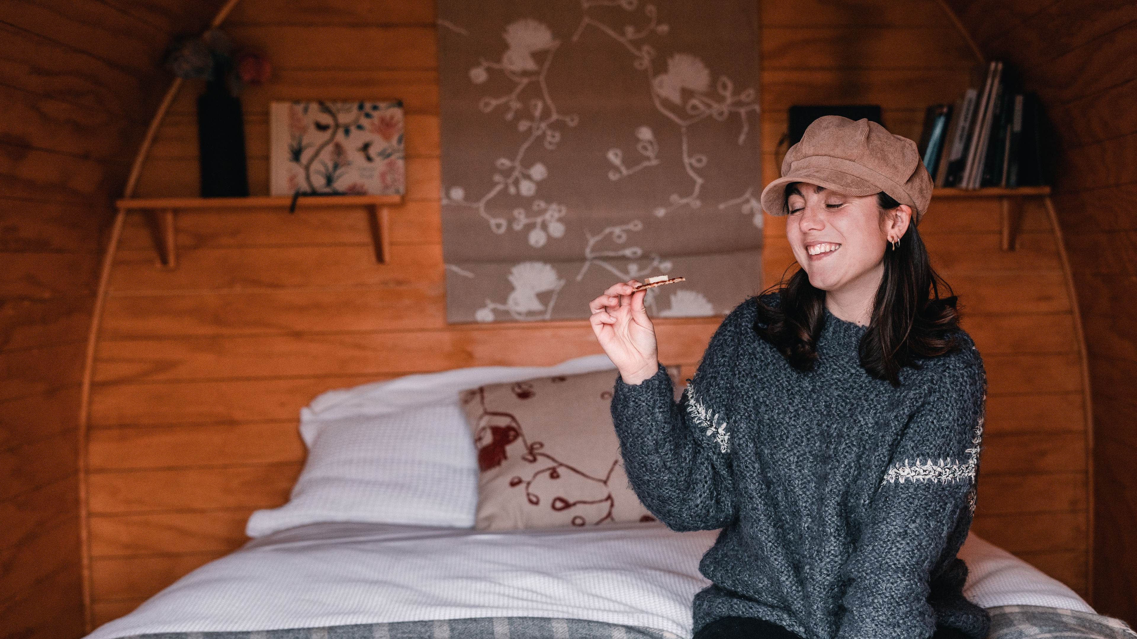 Woman enjoying snacks