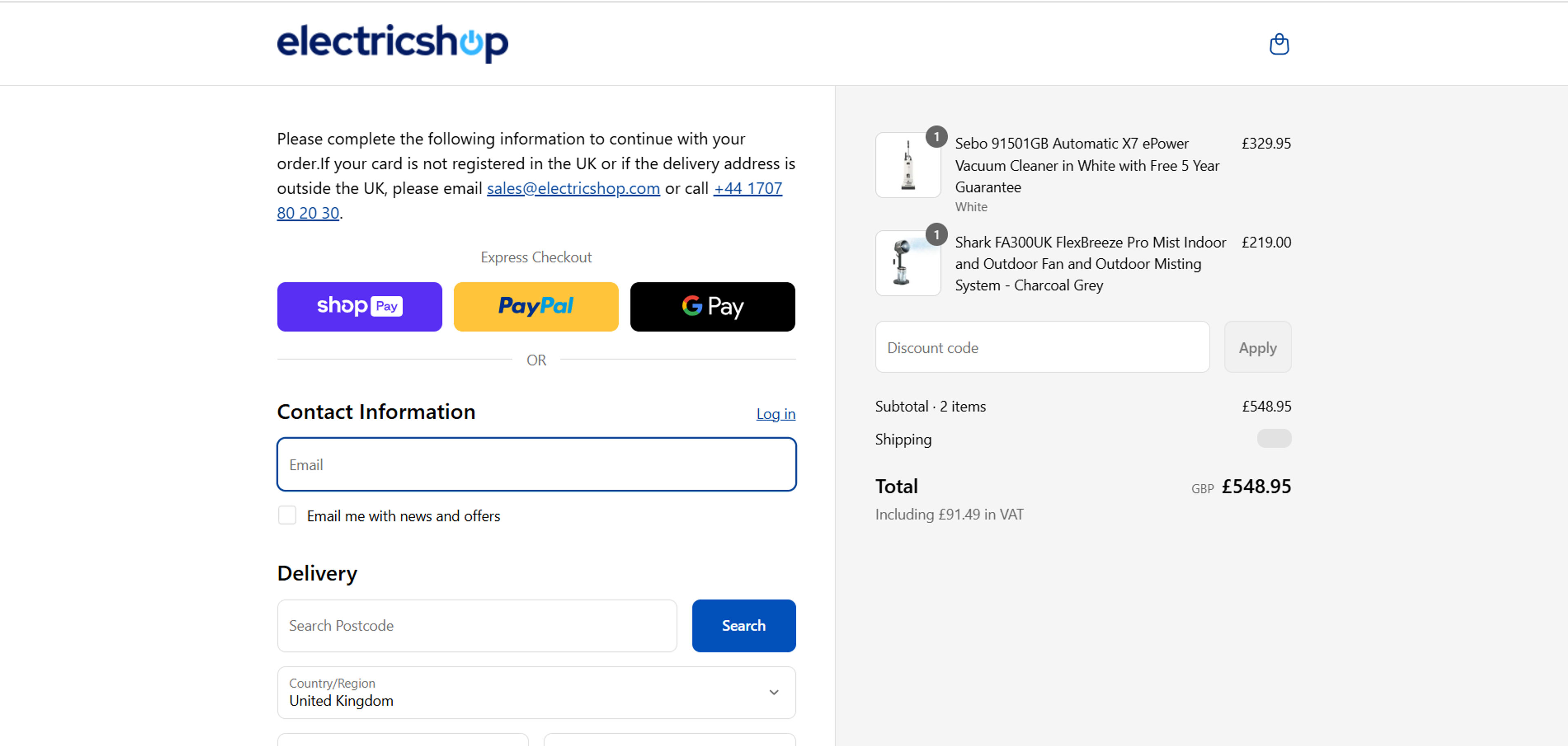 How to use coupon for Electric Shop.com