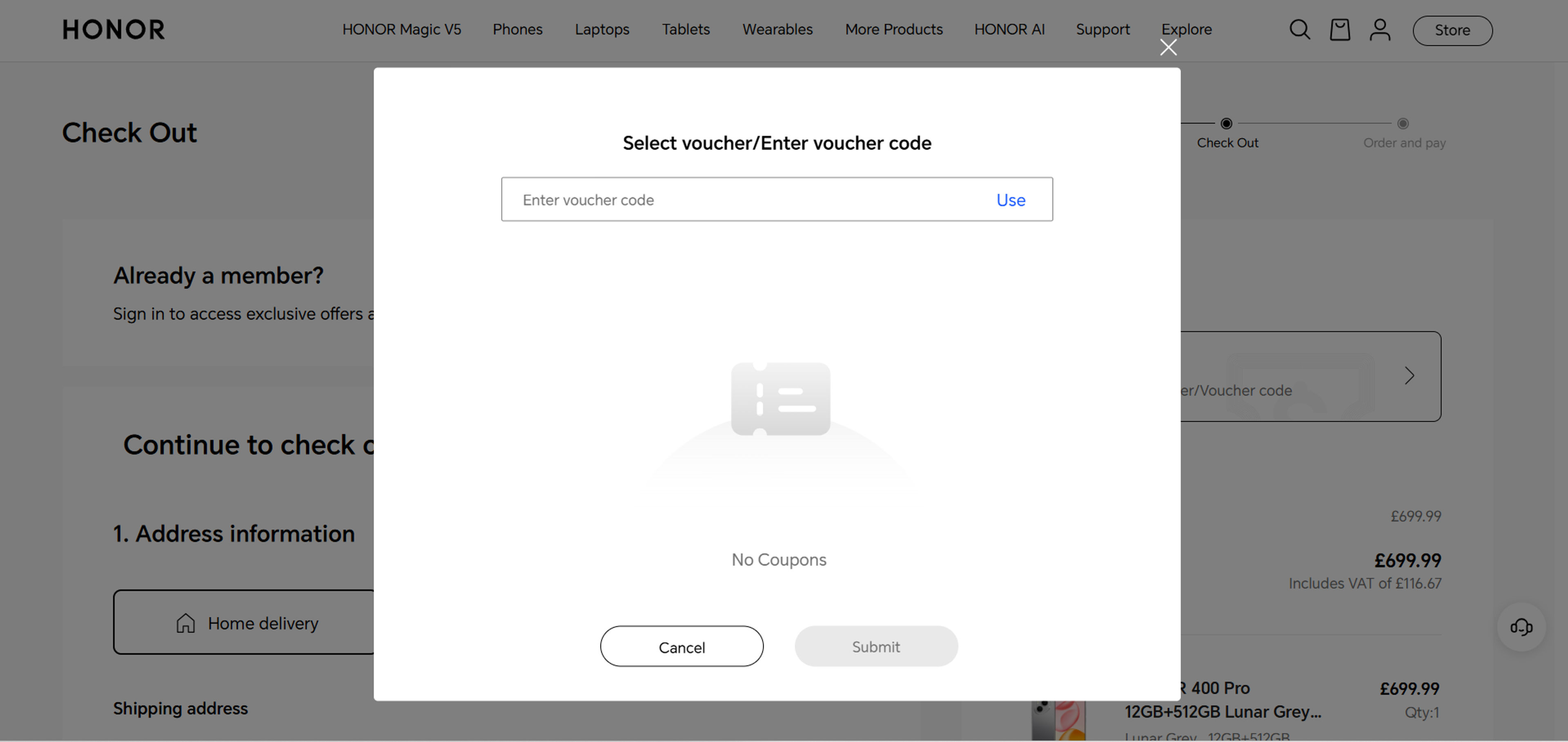 How to use coupon for  Honour